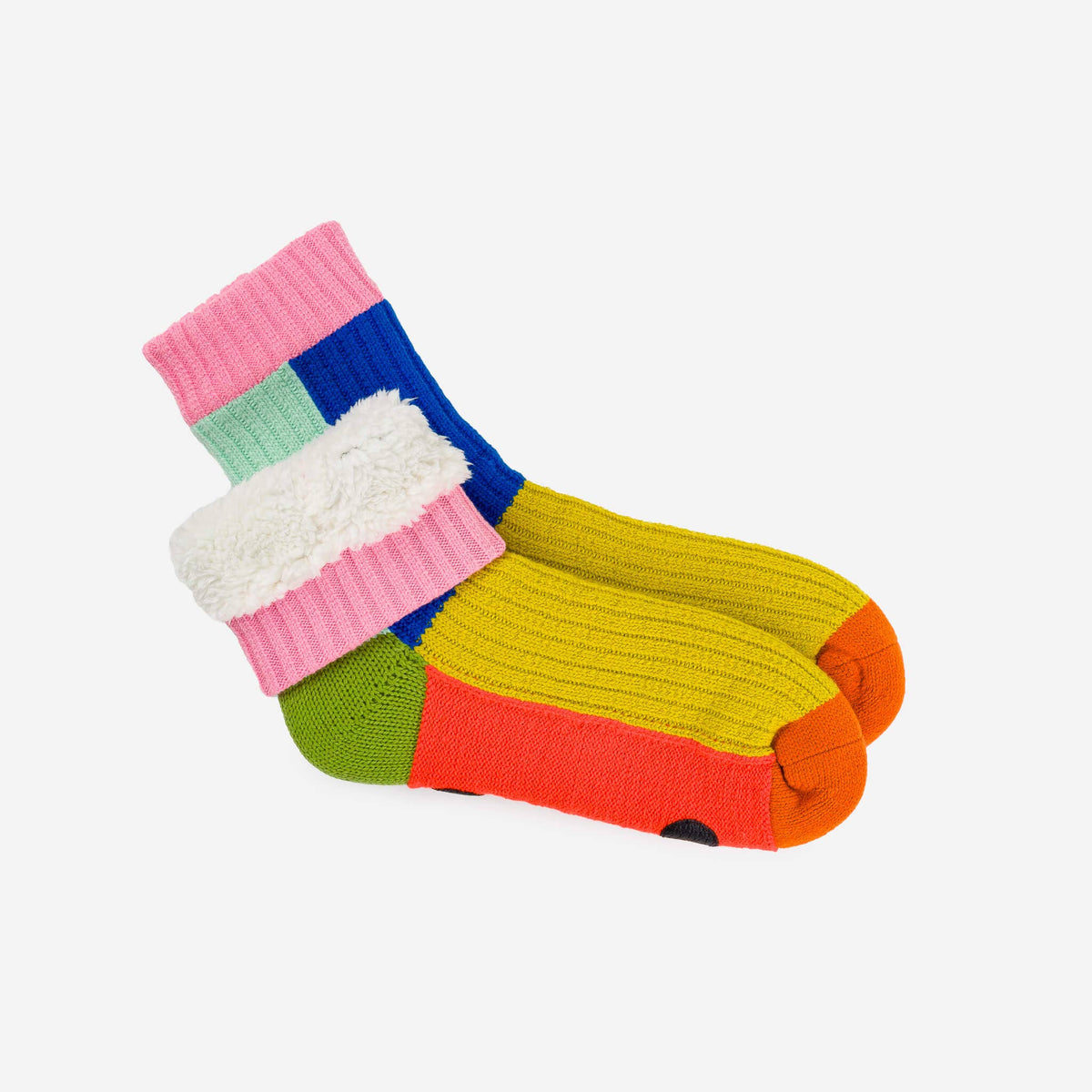 VERLOOP - Kaleidoscope Knit House Socks: Olive Cobalt