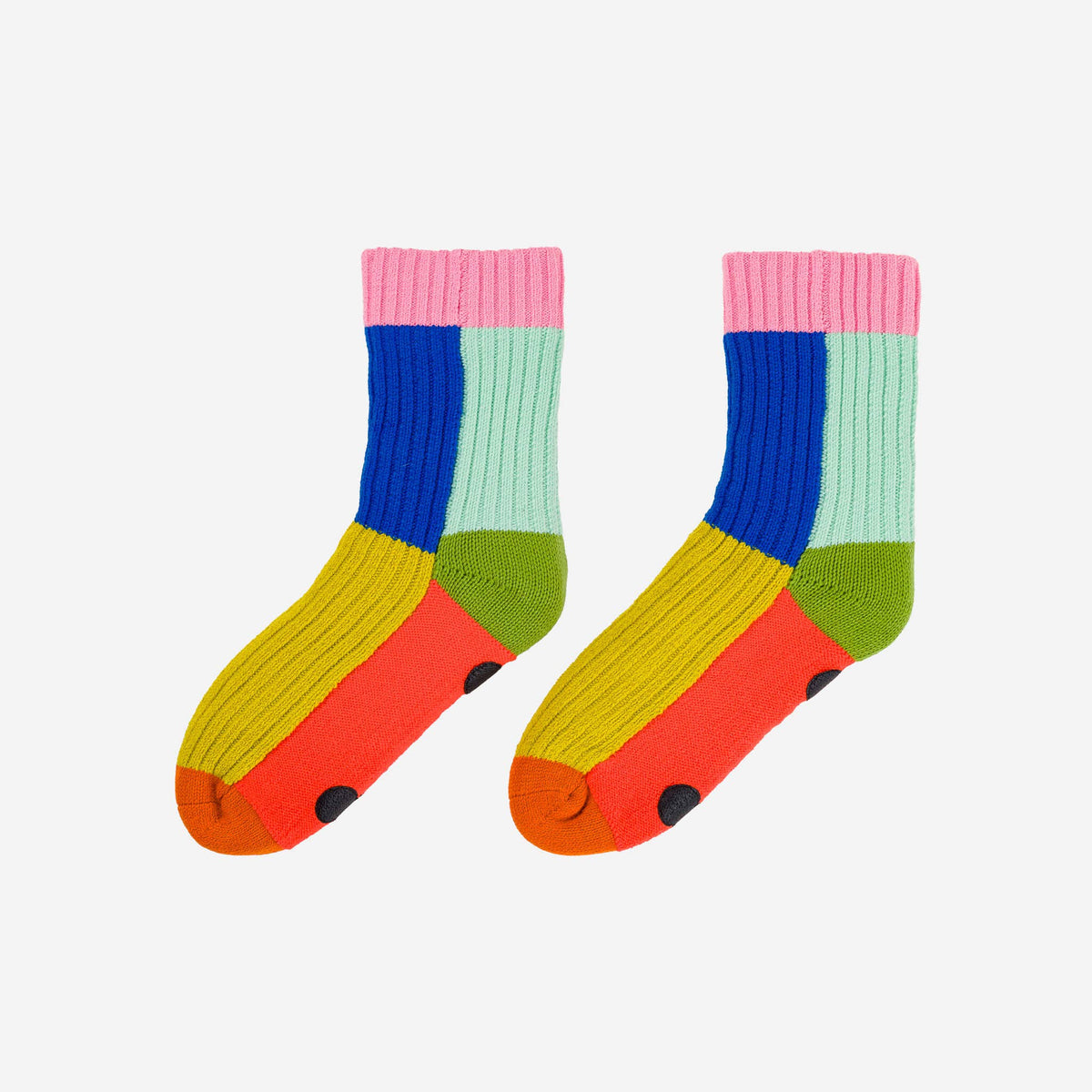 VERLOOP - Kaleidoscope Knit House Socks: Olive Cobalt