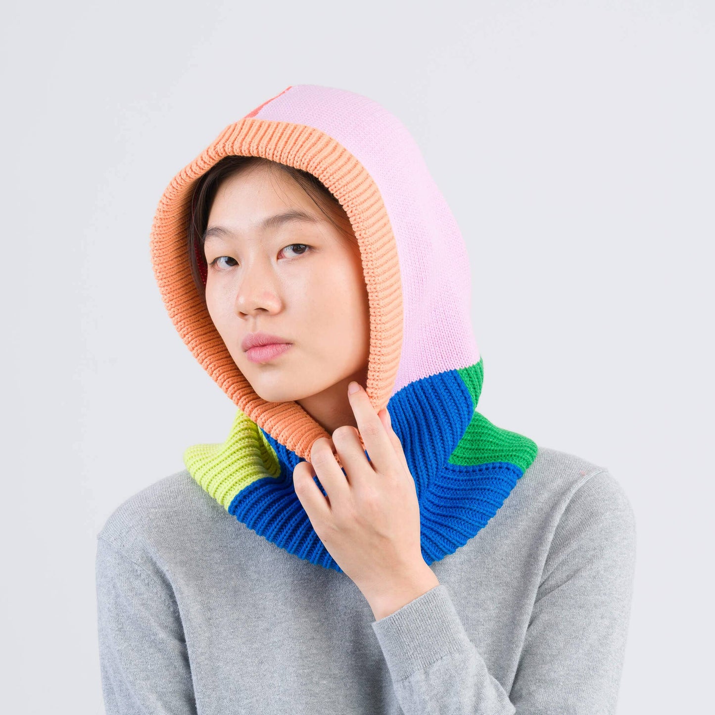 VERLOOP Mismatch Knit Hood: Poppy Lilac