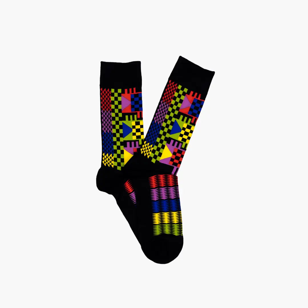 Afropop Socks - Geom Black