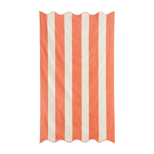 Large Scalloped Striped Beach Towel: Burnt Orange