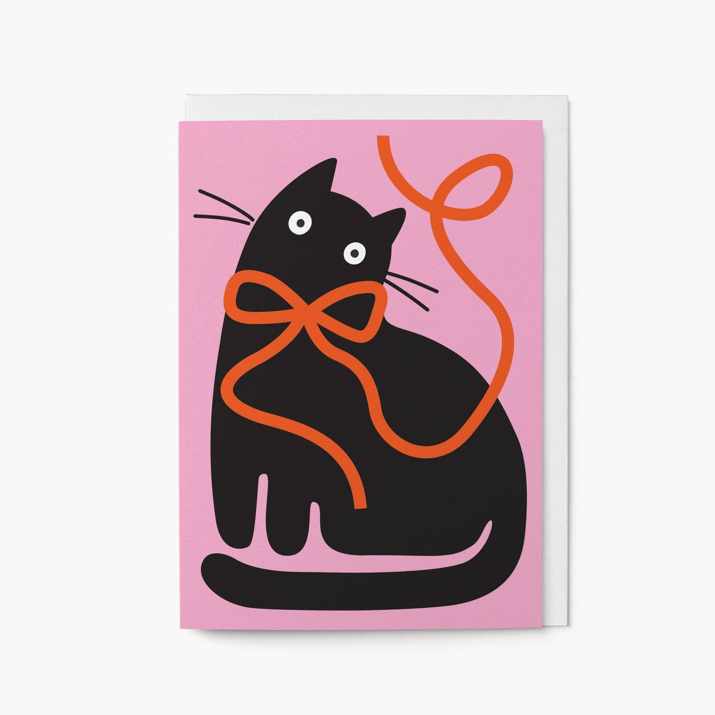Graphic Factory - Ribbon Cat - Greeting card: Biodegradable cello