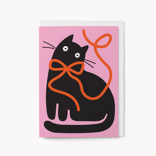 Graphic Factory - Ribbon Cat - Greeting card: Biodegradable cello