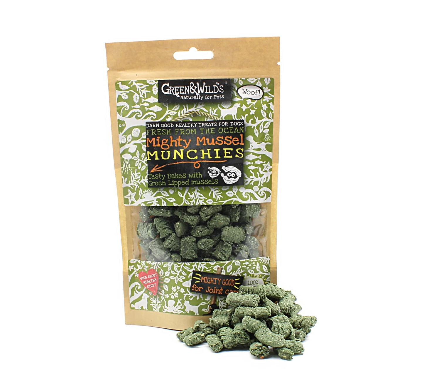 Green & Wilds Mighty Mussel Munchies, 130g Dog Treats