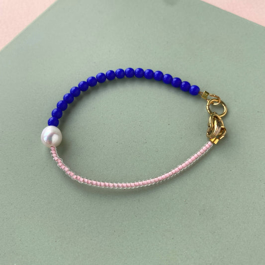 Loela - Two Tone Bracelet: Cobalt & Pale Pink