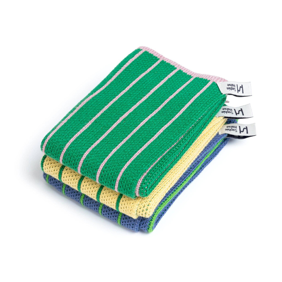Sophie Home - Reusable & Eco-Friendly Cotton Dishcloths: Striped Green