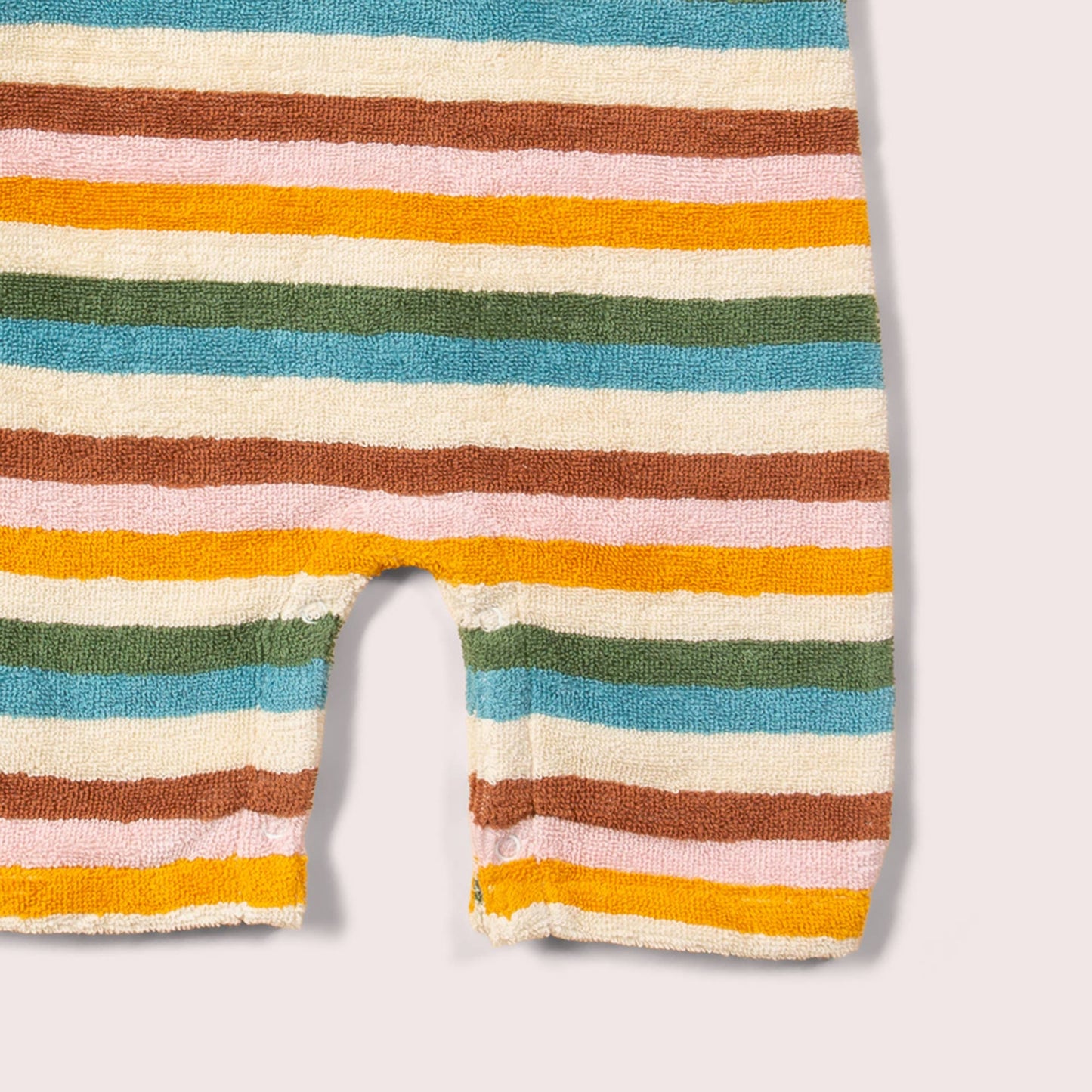 Little Green Radicals - Rainbow Striped Baby Towelling Romper: Rainbow Stripe - ages 2-4