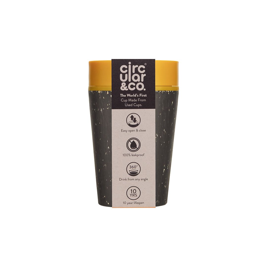 Circular&Co. Reusable Coffee Cup - 8oz Black and Yellow