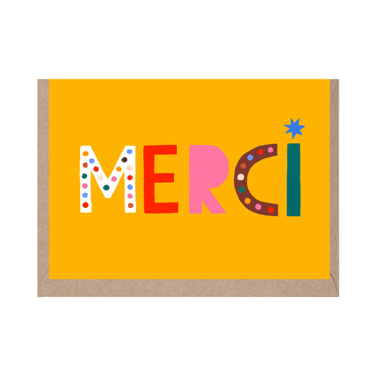 Merci - Thank You Card - French - Cute - Thanks Card