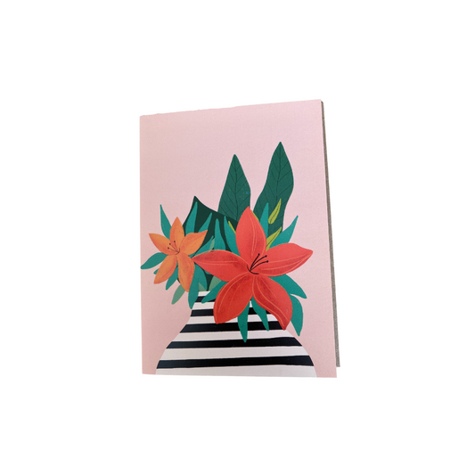 Sifa Mustafa greetings Card - vase on pink