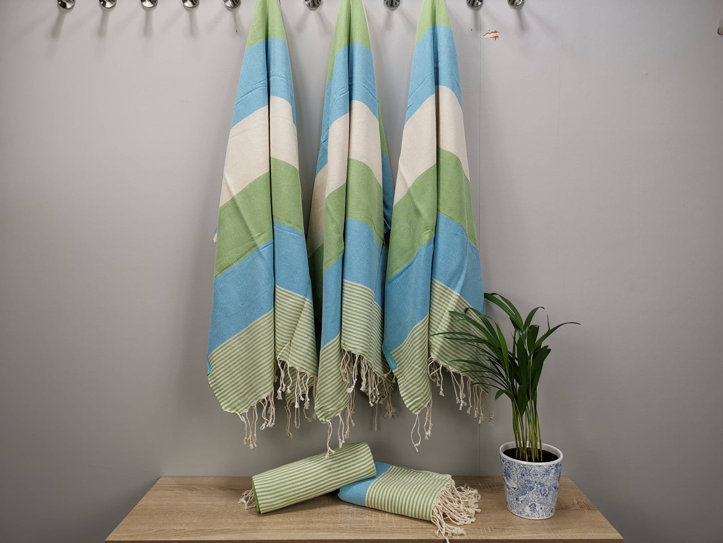 Buluty Cotton Beach Towel - Blue and Green