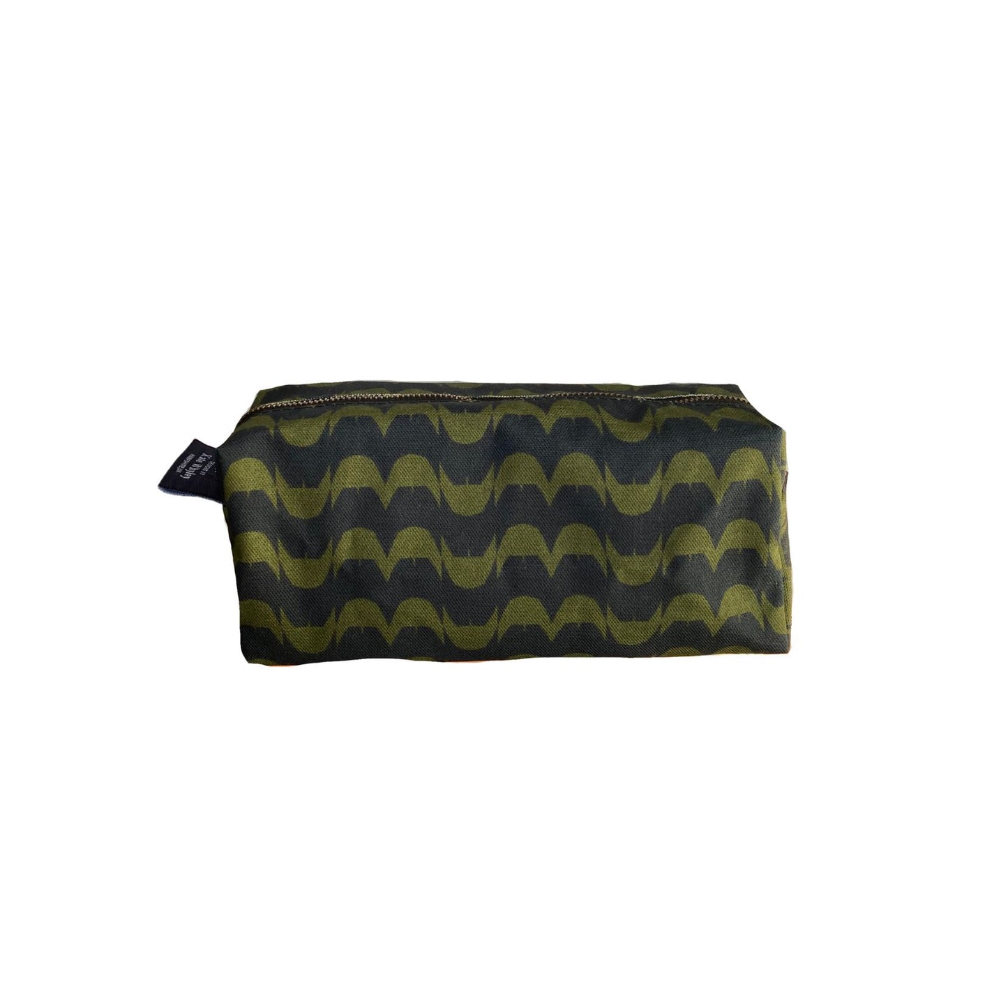 Handcrafted printed cotton pouch - Olive Scallop