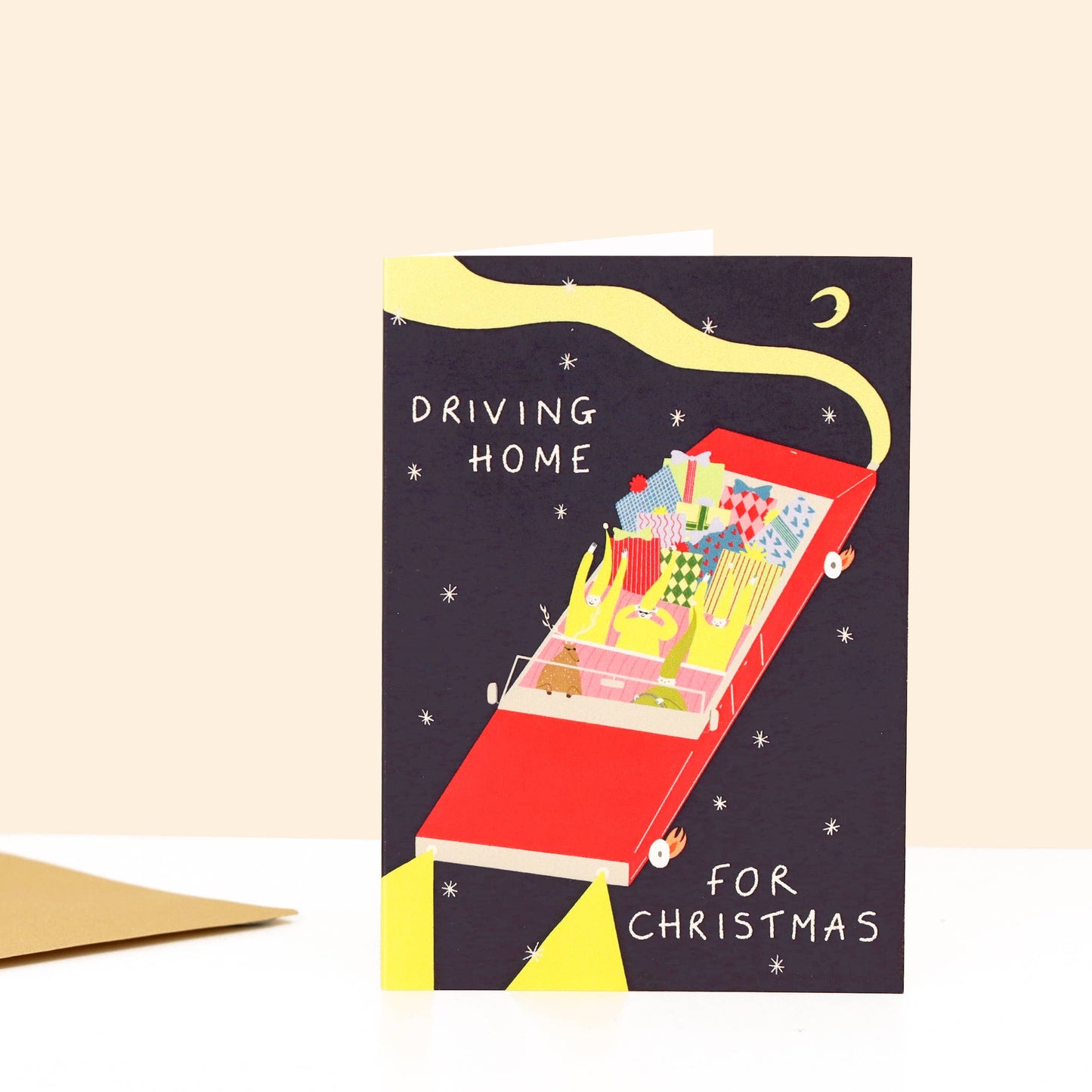 Little Black Cat Illustrated Goods - Driving Home For Christmas Card | Elves | Presents | Funny