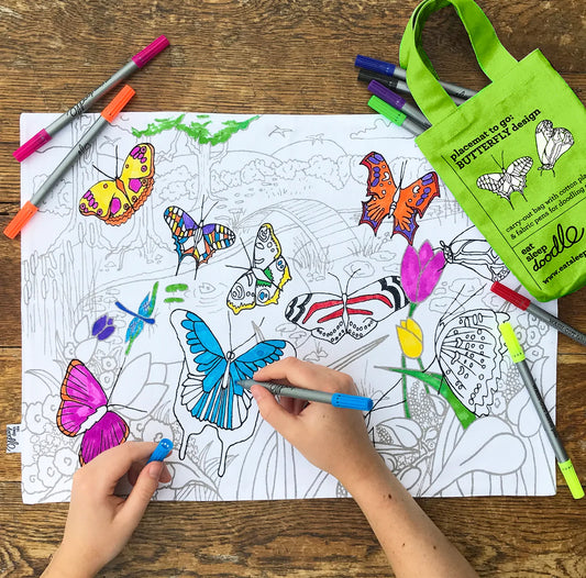 Butterfly placemat to go - colour in & learn