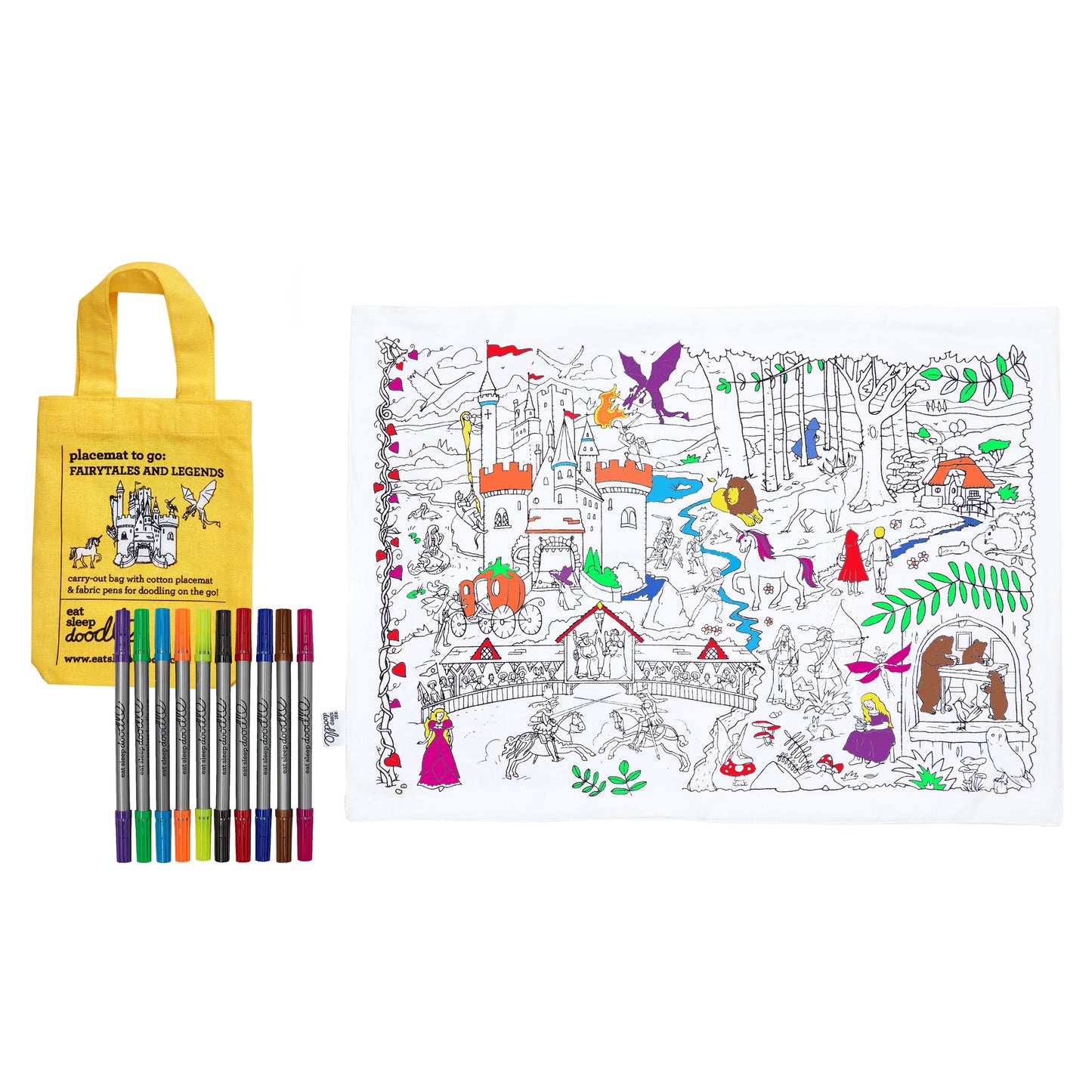 Fairytales & legends placemat to go - colour in & learn