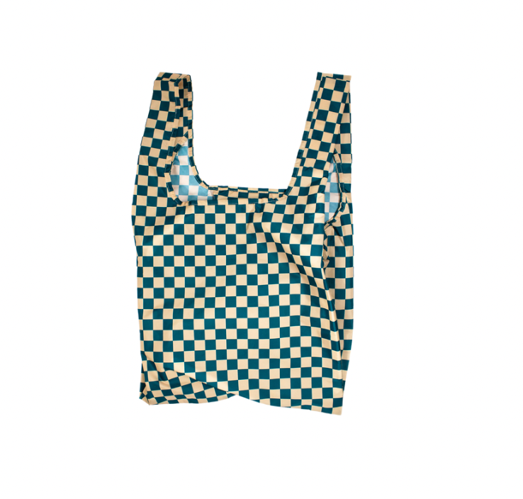 Kind Bag Shopper - Chequerboard Teal and Beige