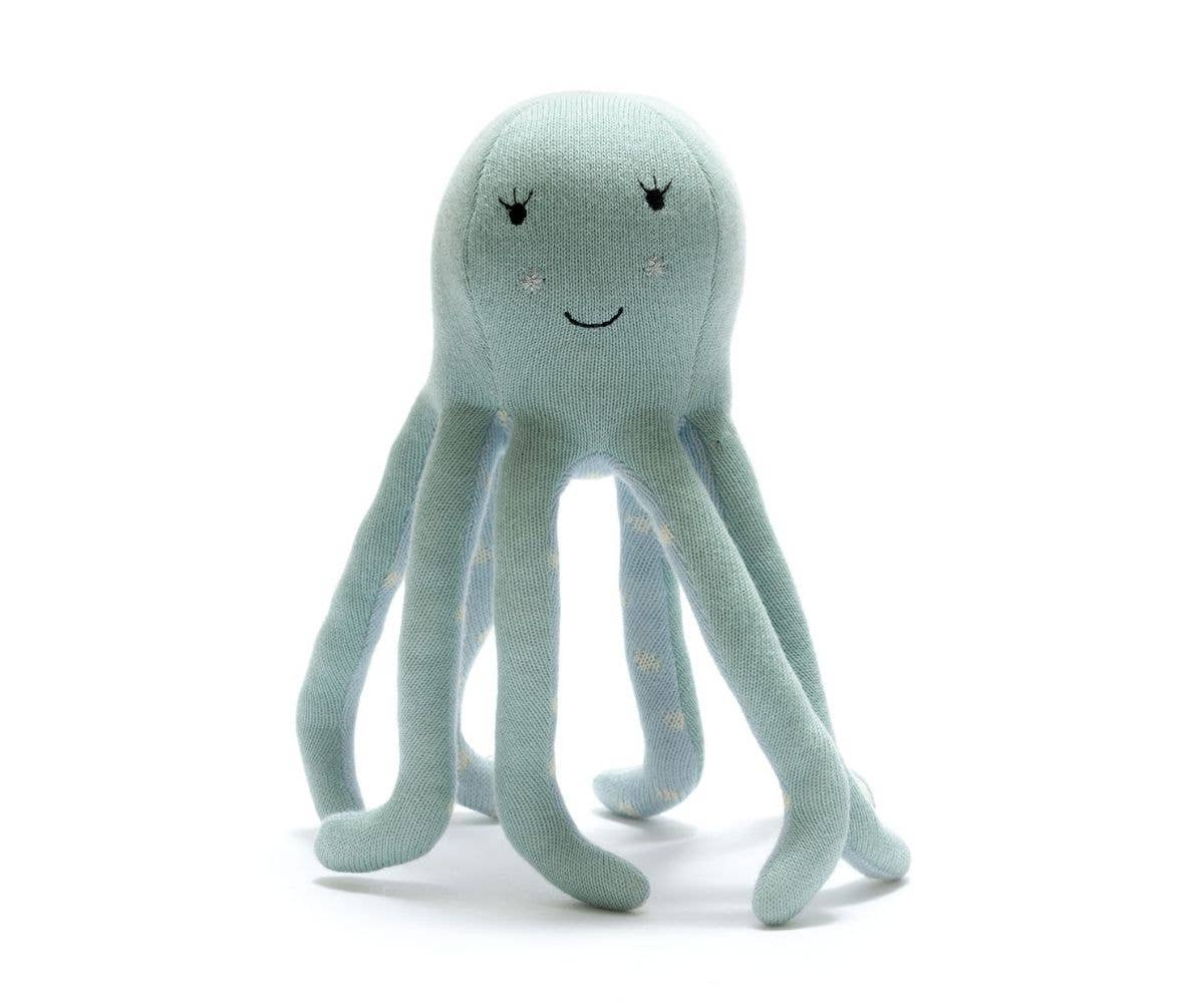 Sweet Baby / Best Years Ltd - Tactile Knitted Organic Cotton Sea Green Octopus Plush Toy