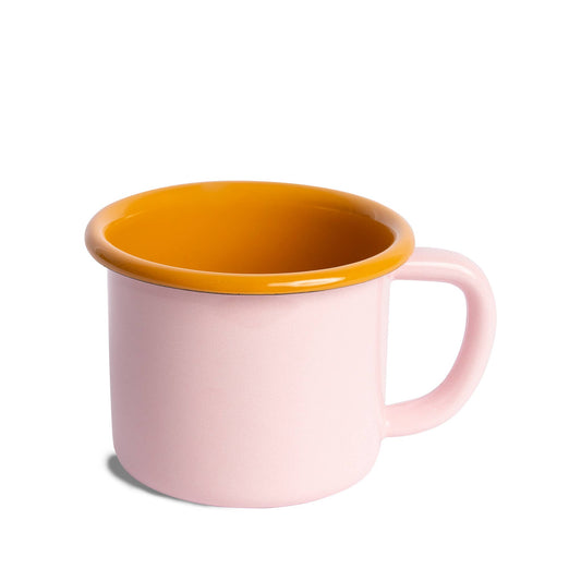 Crow Canyon Home - The Get Out x CCH Enamelware  12 oz Mug: Pink & Mustard