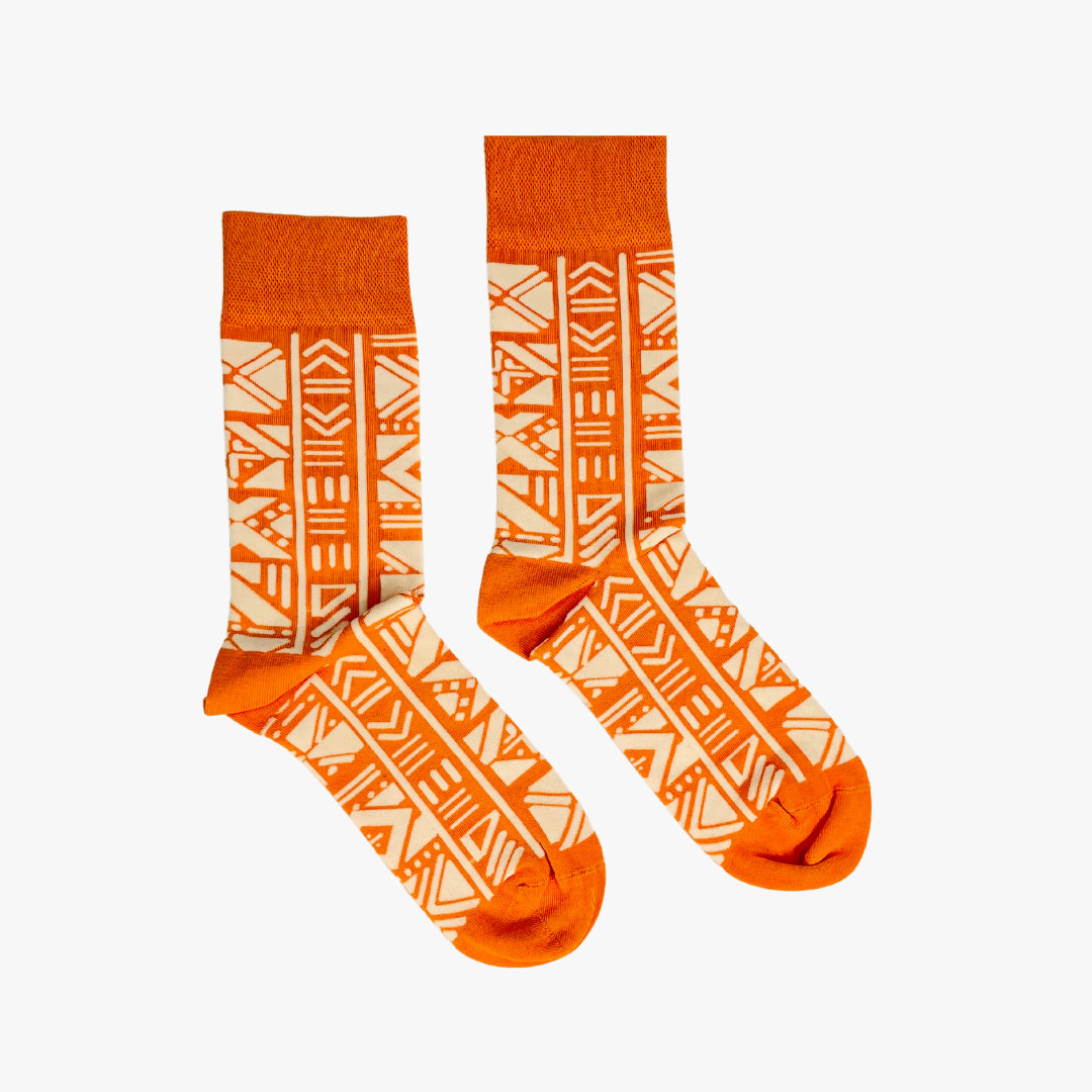 Afropop Socks - Bogolan Orange